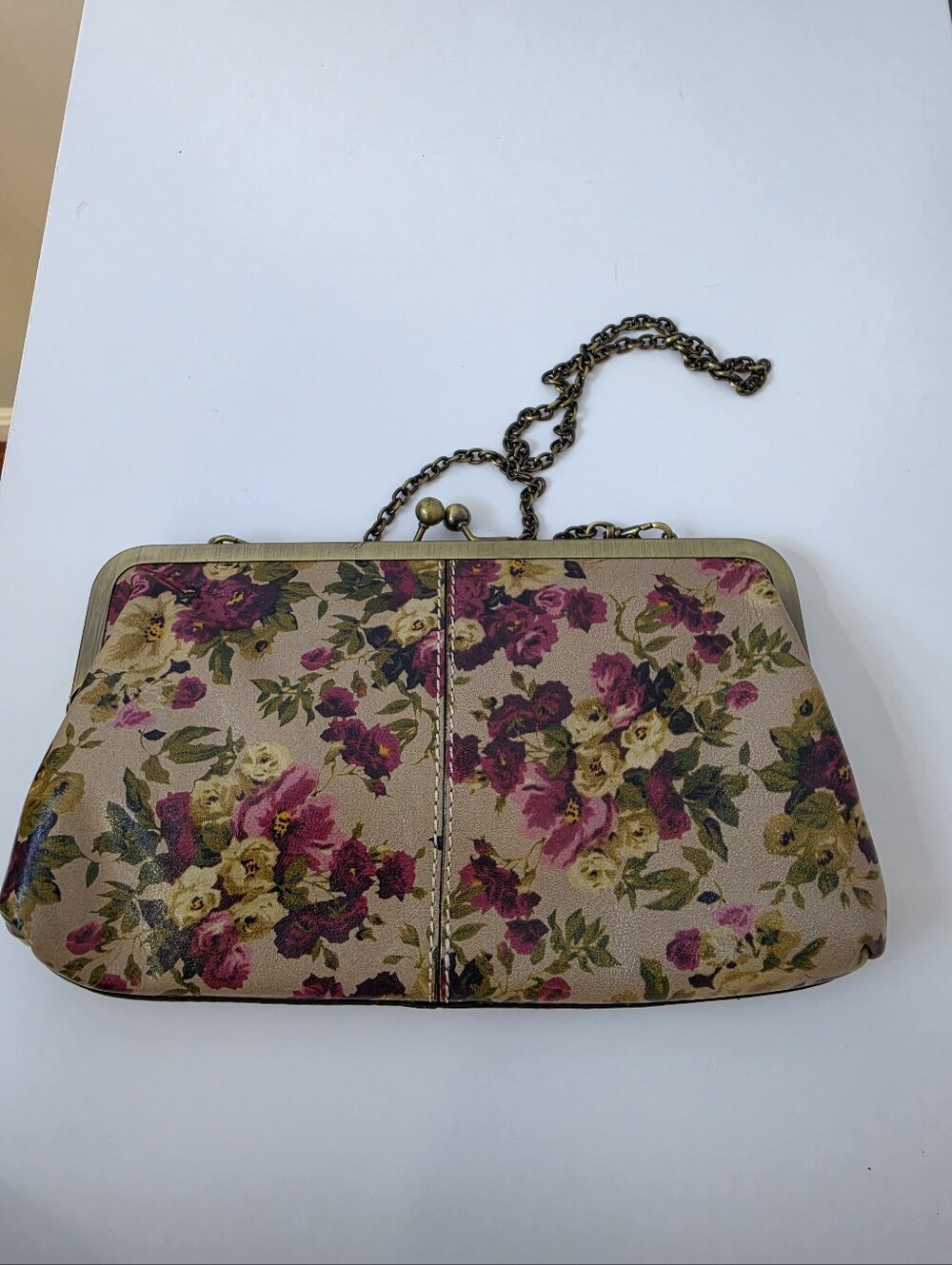 Patricia Nash Vintage-Inspired Floral Leather Clutch with Detachable Brass Chain - Picture 7 of 16